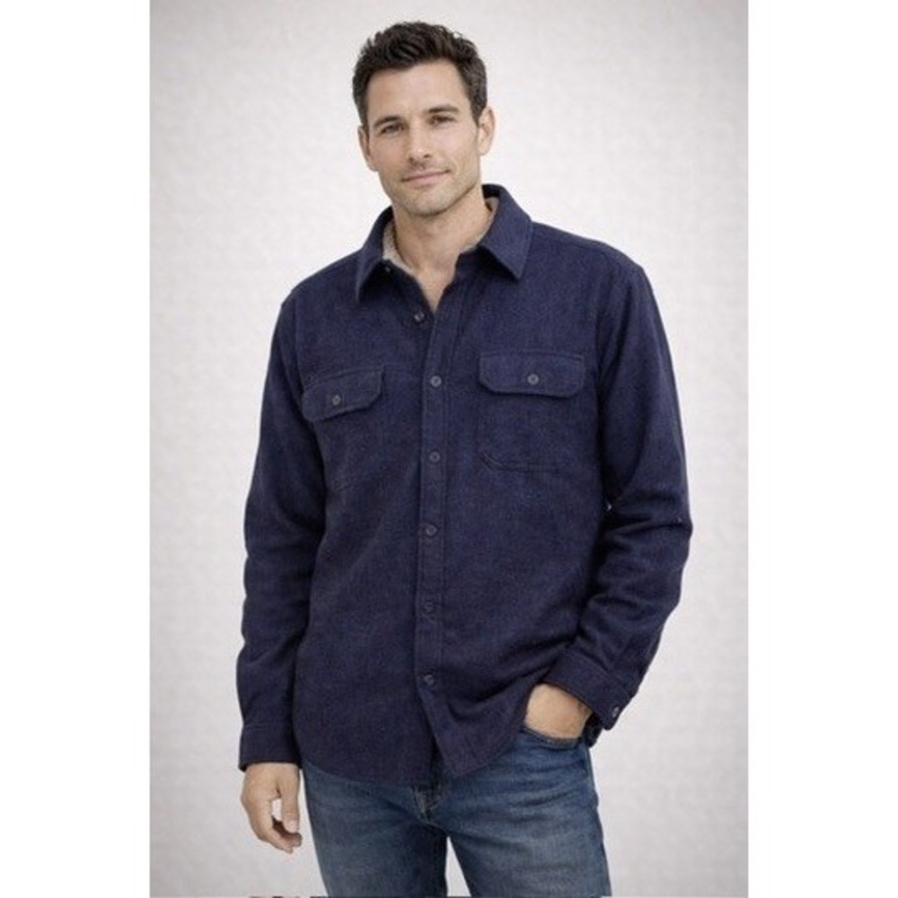 Weatherproof Vintage Mens Navy Blue Sherpa Lined Flannel Shirt Jacket M